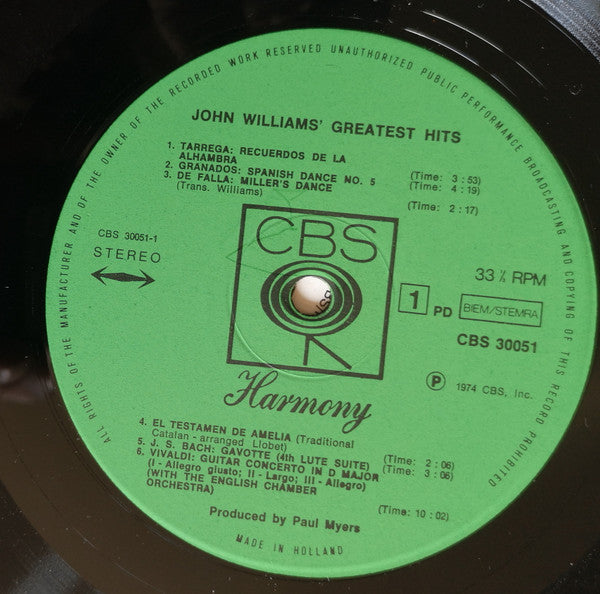 John Williams (7) : John Williams Greatest Hits (LP, Comp)
