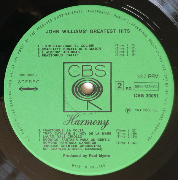 John Williams (7) : John Williams Greatest Hits (LP, Comp)