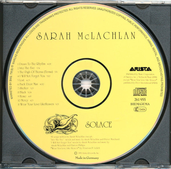 Sarah McLachlan : Solace (CD, Album, RP)