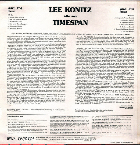 Lee Konitz : Timespan (LP)