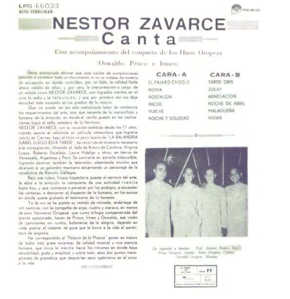Nestor Zavarce : Nestor Zavarce Canta (LP, Album)