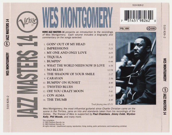 Wes Montgomery : Verve Jazz Masters 14 (CD, Comp, RE)