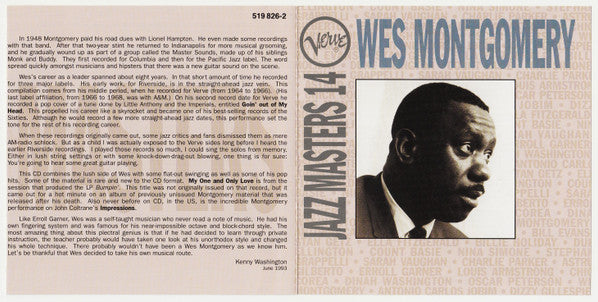 Wes Montgomery : Verve Jazz Masters 14 (CD, Comp, RE)