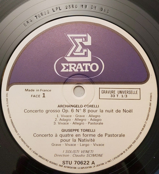 Arcangelo Corelli, Giuseppe Torelli, Francesco Manfredini, Pietro Antonio Locatelli, Georg Friedrich Händel, I Solisti Veneti, Claudio Scimone : Les Plus Celebres Concertos De Noel (LP, Pur)