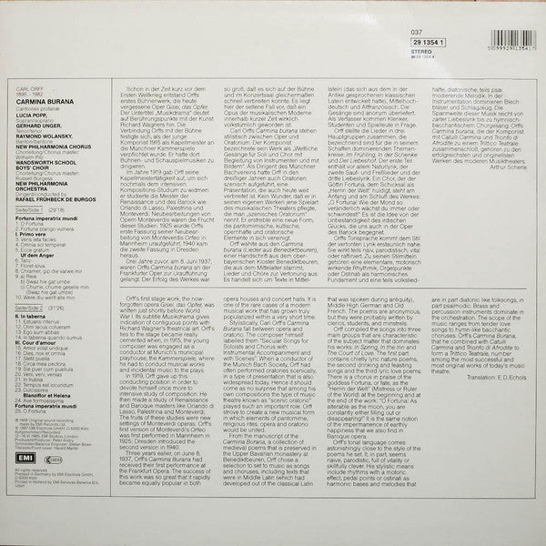 Orff*, Popp*, Noble*, Wolansky*, Unger*, New Philharmonia Chorus And Orchestra*, Rafael Frühbeck De Burgos : Carmina Burana (LP)