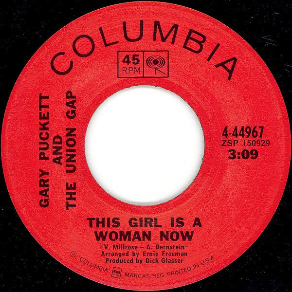 Gary Puckett & The Union Gap : This Girl Is A Woman Now (7", Single, San)