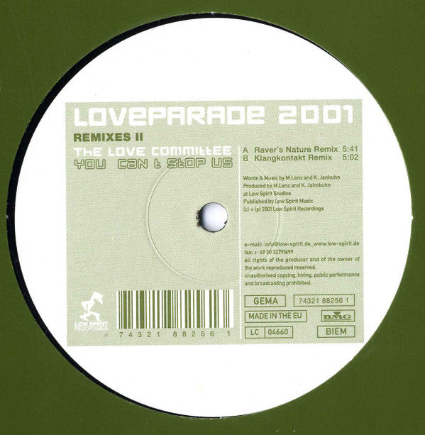 The Love Committee : You Can't Stop Us (Love Parade 2001 Remixes II) (12")