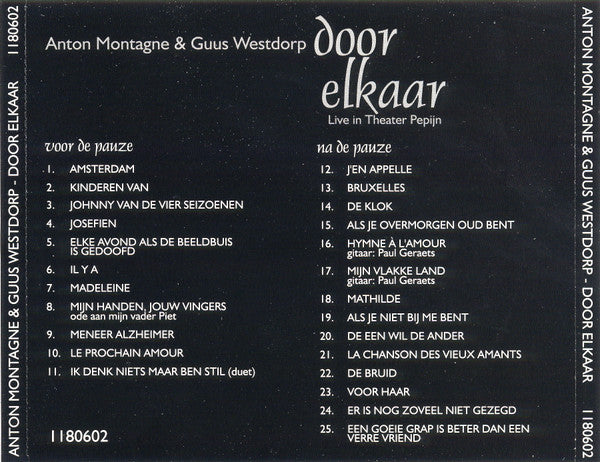 Anton Montagne, Guus Westdorp : Door Elkaar - Live In Theater Pepijn (CD, Album)