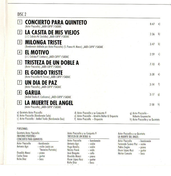 Astor Piazzolla : Original Tangos From Argentina (2xCD, Comp)