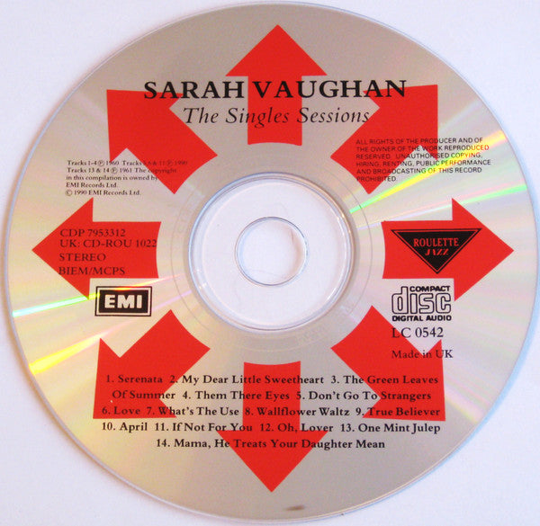 Sarah Vaughan : The Singles Sessions (CD, Comp)