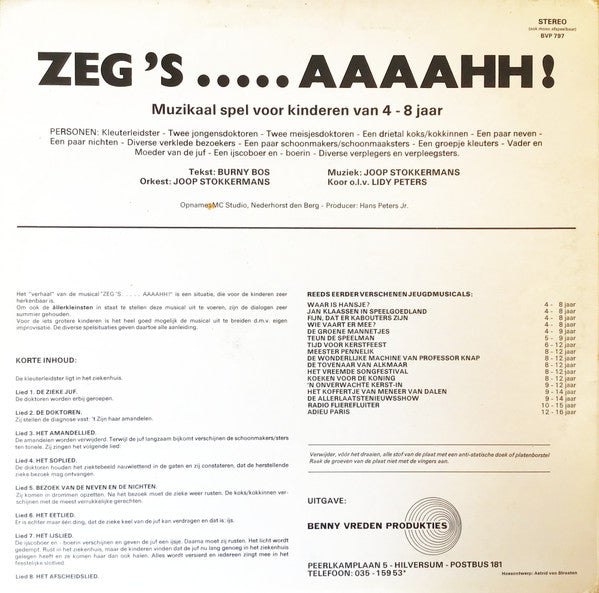 Unknown Artist : Zeg 's....Aaahh! (Muzikaal Spel Voor Kinderen Van 4-8 Jaar) (LP, Album)