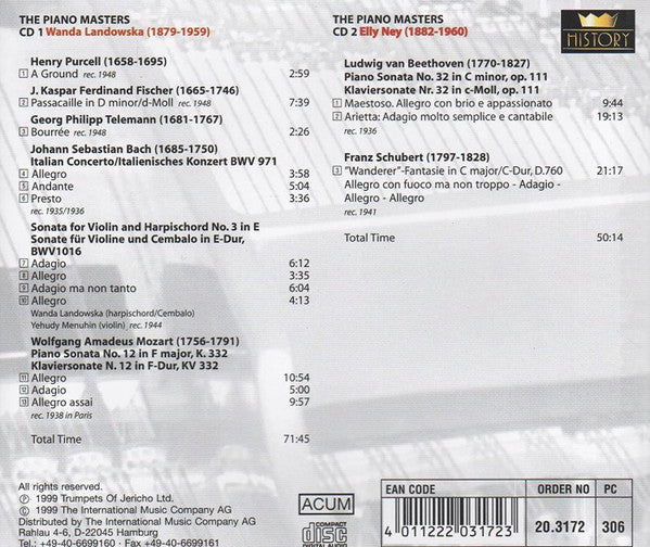 Wanda Landowska - Elly Ney : Wanda Landowska - Elly Ney (2xCD, Comp)