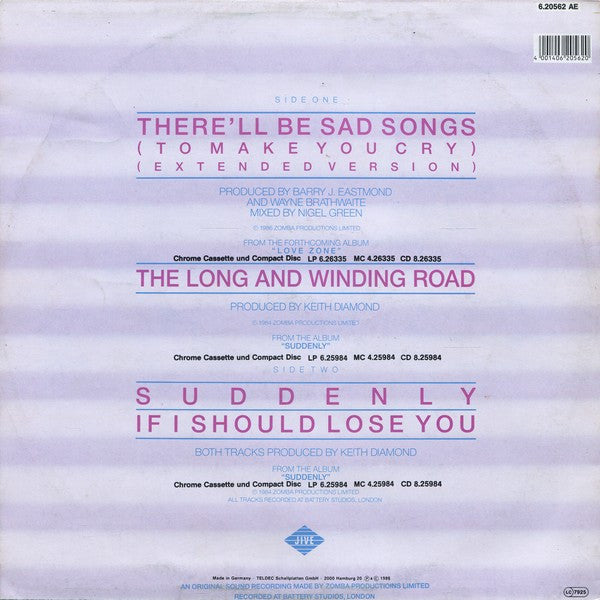 Billy Ocean : There'll Be Sad Songs (To Make You Cry) (12", Maxi)
