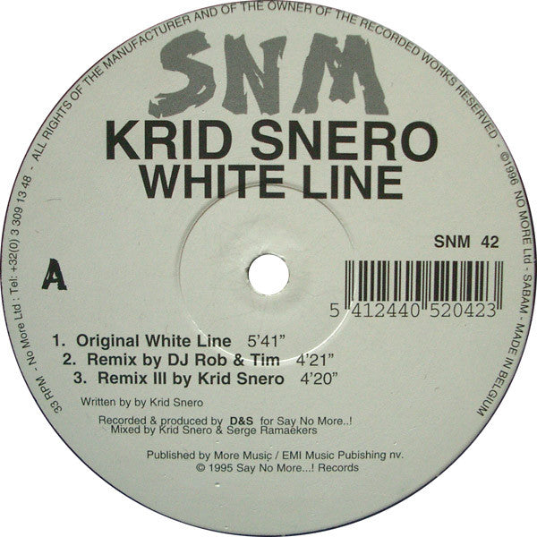Krid Snero : White Line 1996 Remixes (12")