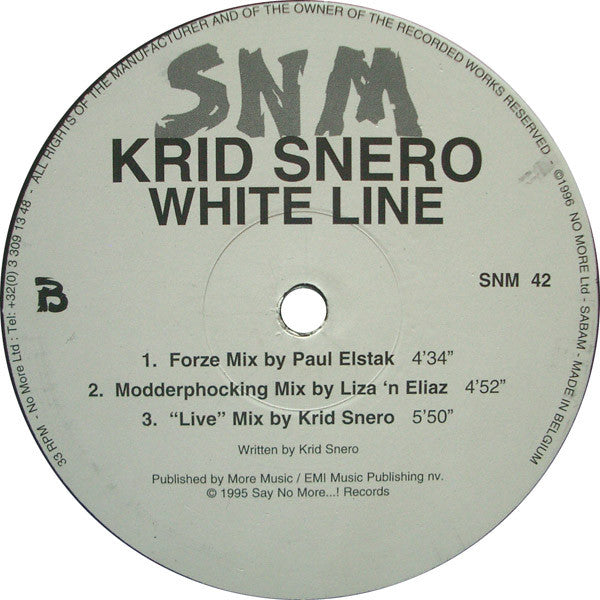 Krid Snero : White Line 1996 Remixes (12")