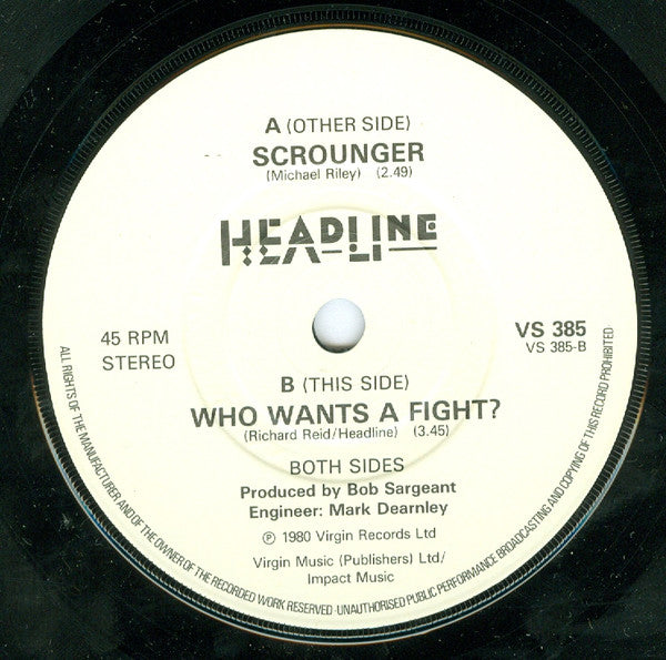 Headline (5) : Scrounger (7", Single)