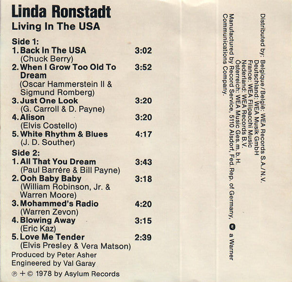 Linda Ronstadt : Living In The USA (Cass, Album)