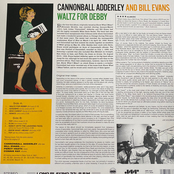 Cannonball Adderley, Bill Evans : Waltz for Debby (LP, Album, RE)