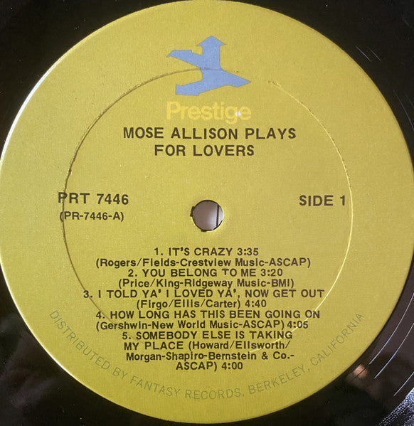 Mose Allison : Plays For Lovers (LP, Comp, RE, RM)