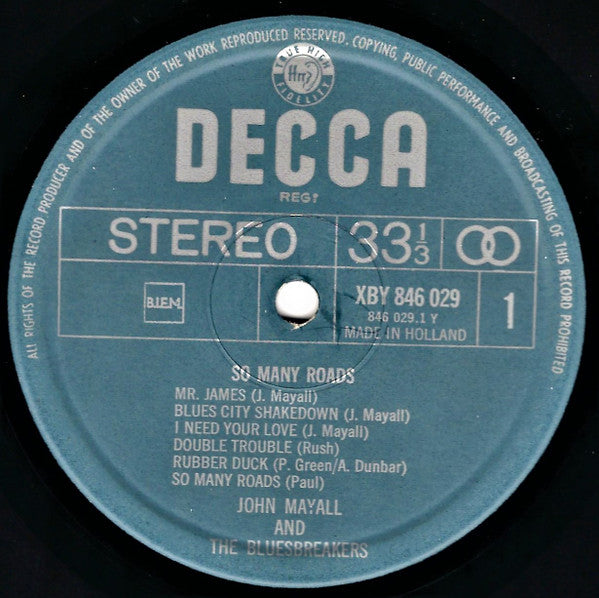 John Mayall & The Bluesbreakers : So Many Roads (LP, Comp, Fli)