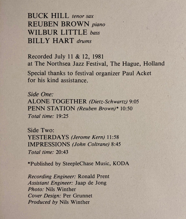 Buck Hill Quartet : Impressions (LP, Album)