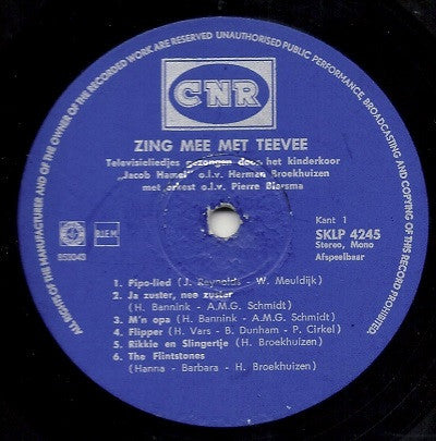 Kinderkoor Jacob Hamel : Zing Mee Met Teevee (LP, Album)