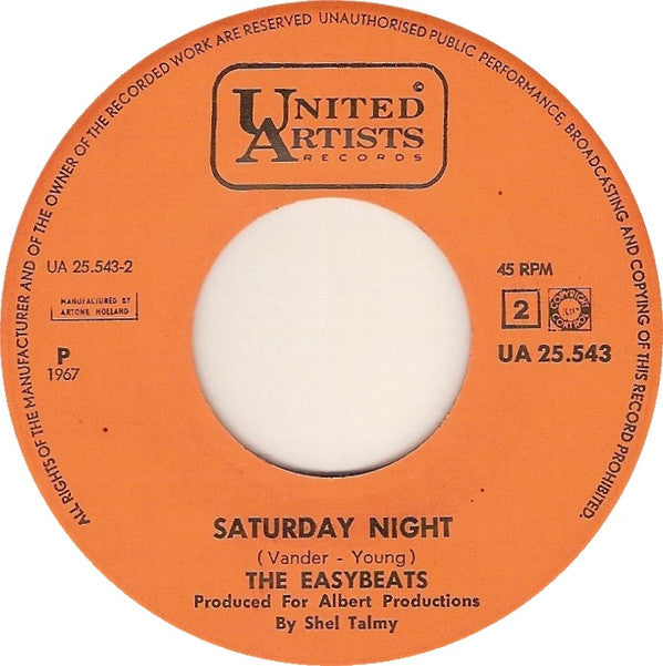 The Easybeats : Who'll Be The One / Saturday Night (7", Single)