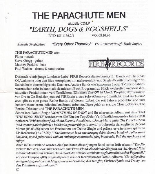 The Parachute Men : Every Other Thursday / Quiet Life (7", Single)