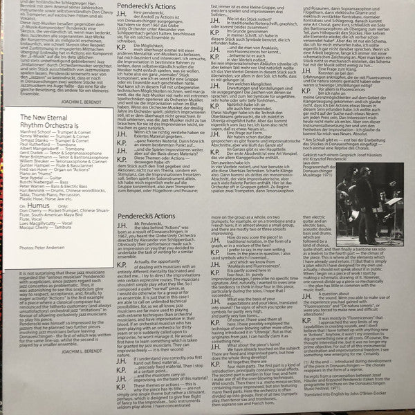 Krzysztof Penderecki - Don Cherry & The New Eternal Rhythm Orchestra : Actions (LP, Album, RSD, Ltd, RE, RM, Red)