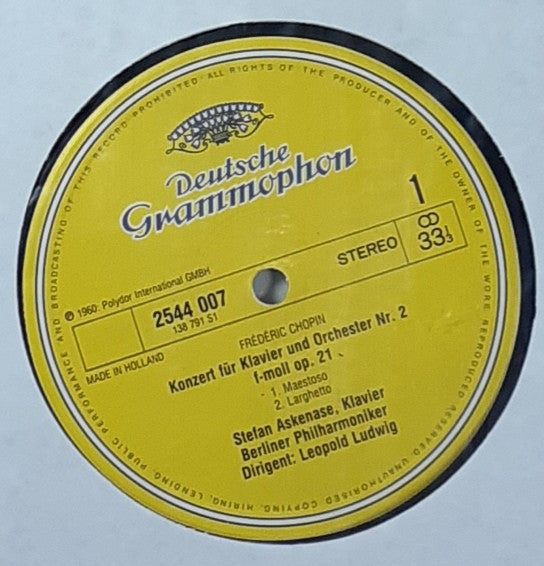 Frédéric Chopin — Berliner Philharmoniker, Leopold Ludwig, Stefan Askenase : Klavierkonzert Nr. 2 / Polonaises (LP, RE)