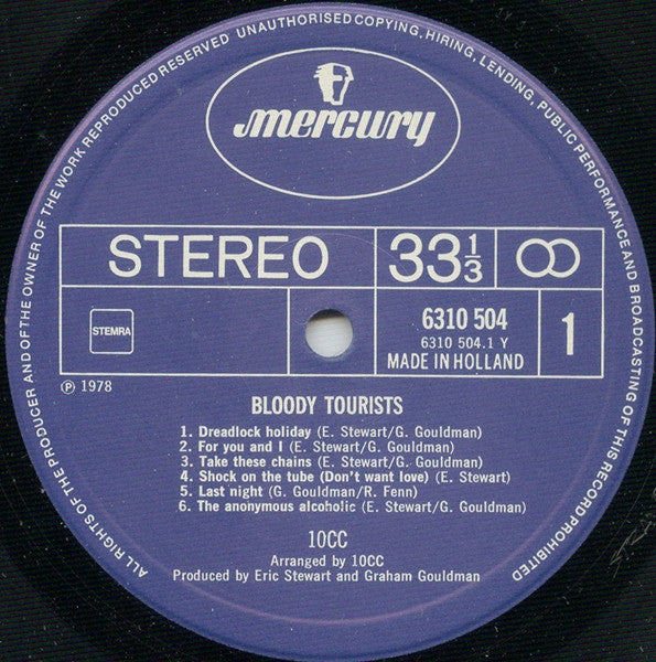 10cc : Bloody Tourists (LP, Album, Gat)