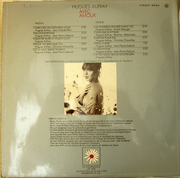 Hugues Aufray : Avec Amour (LP, Album, Gat)