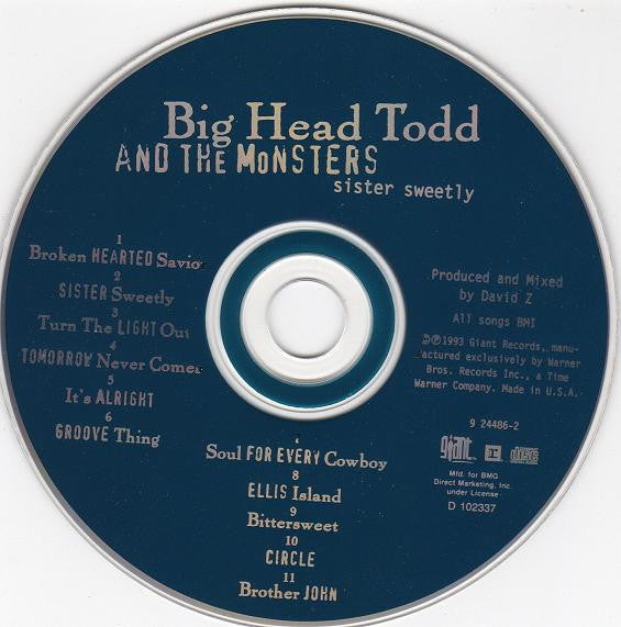 Big Head Todd And The Monsters : Sister Sweetly (CD, Album, Club, RE)