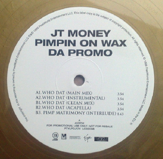 JT Money : Who Dat (12", Promo, Gol)