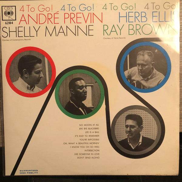 André Previn / Herb Ellis / Shelly Manne / Ray Brown : 4 To Go! (LP, Album, Mono)
