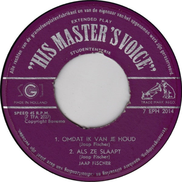 Jaap Fischer : Omdat Ik Van Je Houd (7", EP)