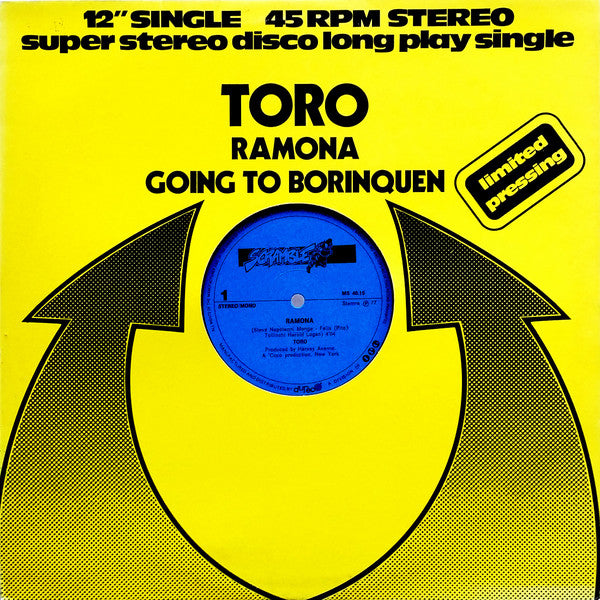 Toro (4) : Ramona / Going To Borinquen (12", Single, Ltd)