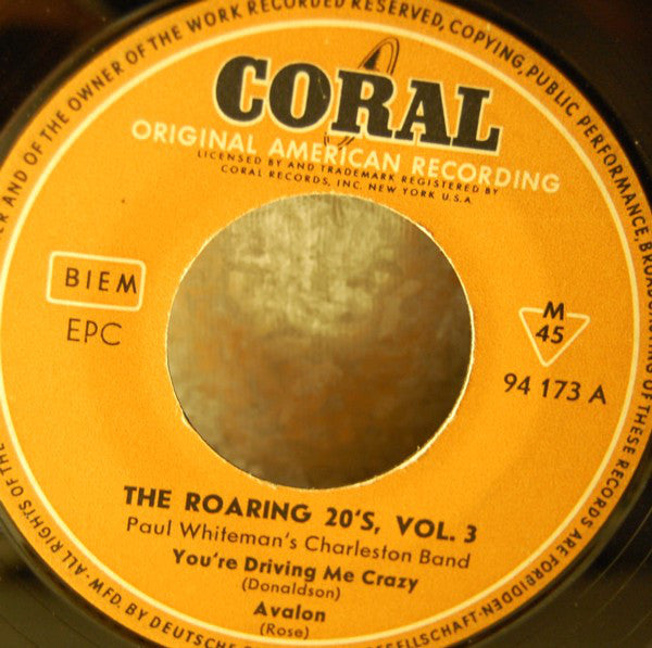 Paul Whiteman's Charleston Band : The Roaring 20's Vol. 3 (7", EP, Mono)