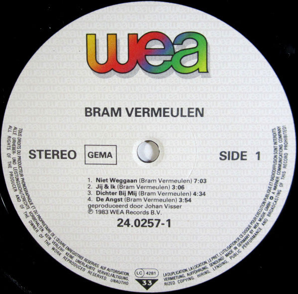 Bram Vermeulen : Bram Vermeulen (LP, Album)