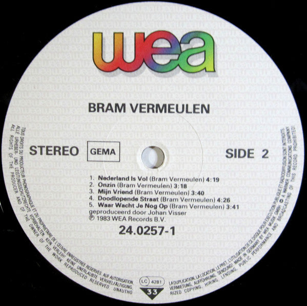 Bram Vermeulen : Bram Vermeulen (LP, Album)