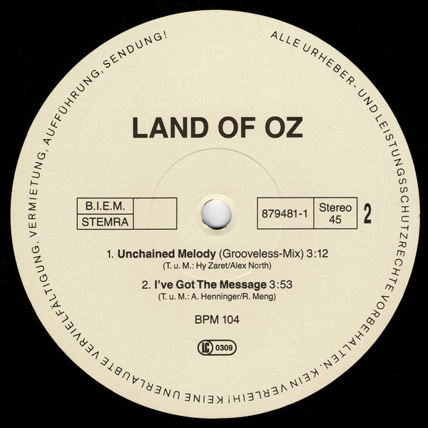 Land Of Oz (2) : Unchained Melody (12", Promo)
