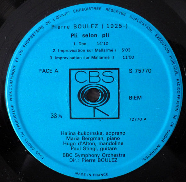 Pierre Boulez - Halina Lukomska, BBC Symphony Orchestra : Pli Selon Pli (LP, Album)
