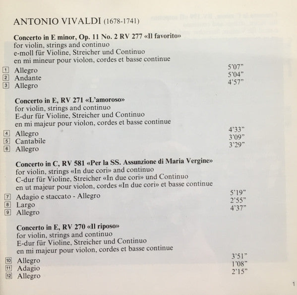 Antonio Vivaldi - I Musici, Mariana Sîrbu : Violin Concertos (CD, Album)