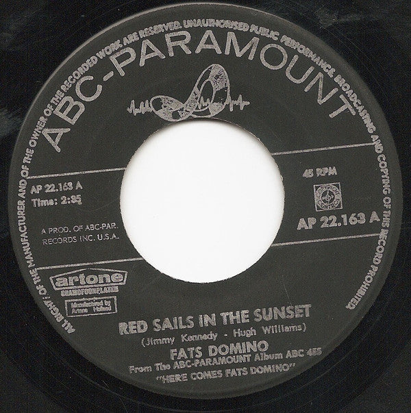 Fats Domino : Red Sails In The Sunset / Forever, Forever (7", Single)