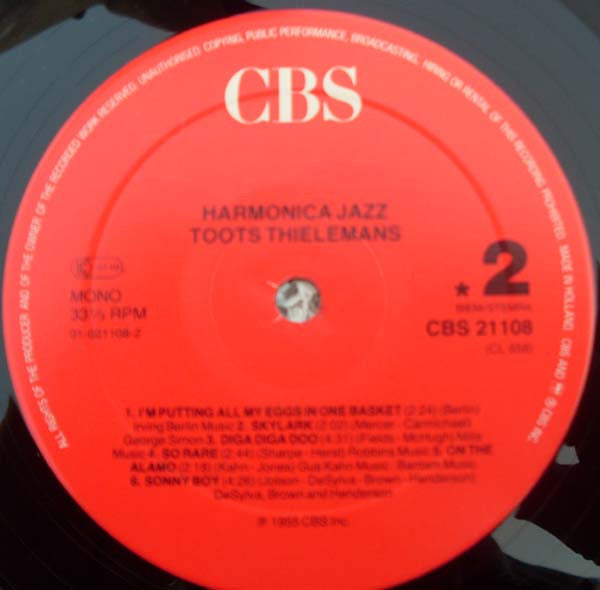Toots Thielemans : Harmonica Jazz (LP, Album, Mono, RE)