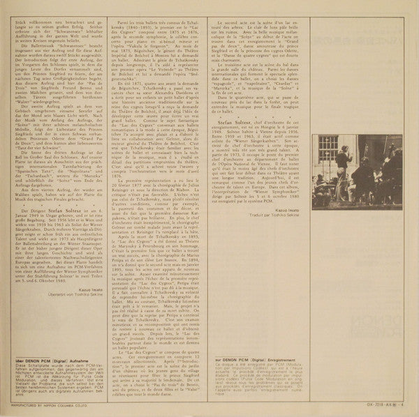Pyotr Ilyich Tchaikovsky, Stefan Soltesz, Wiener Symphoniker : The Swan Lake Op. 20 (LP)