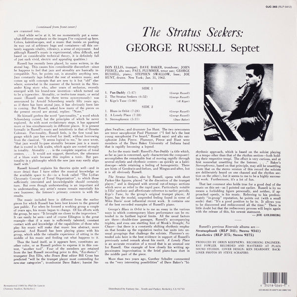 George Russell Septet : The Stratus Seekers (LP, Album, RE, RM)