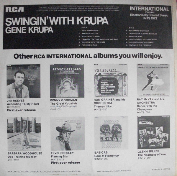 Gene Krupa And His Orchestra : Swingin' With Krupa (LP, Album)