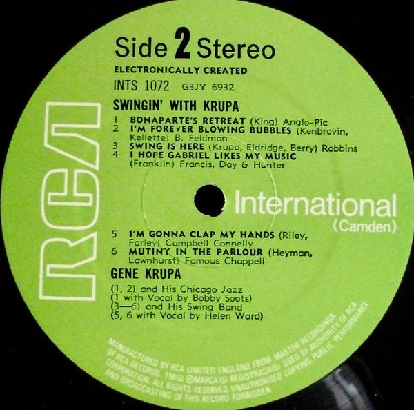 Gene Krupa And His Orchestra : Swingin' With Krupa (LP, Album)