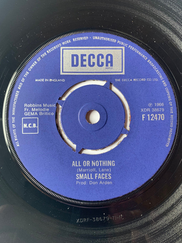 Small Faces : All Or Nothing (7", Single, RE)